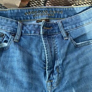 American Eagle Outfitters Blue Straight Jeans with Subtle Whiskering
